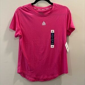 Reebok Pink Logo Tee XS NWT Short Sleeve Athletic Casual Cotton Rayon Shirt